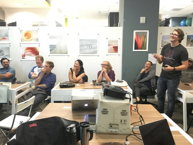 Mapillary's Johan explains the workings behind the app to MaptimeLA at Opodz