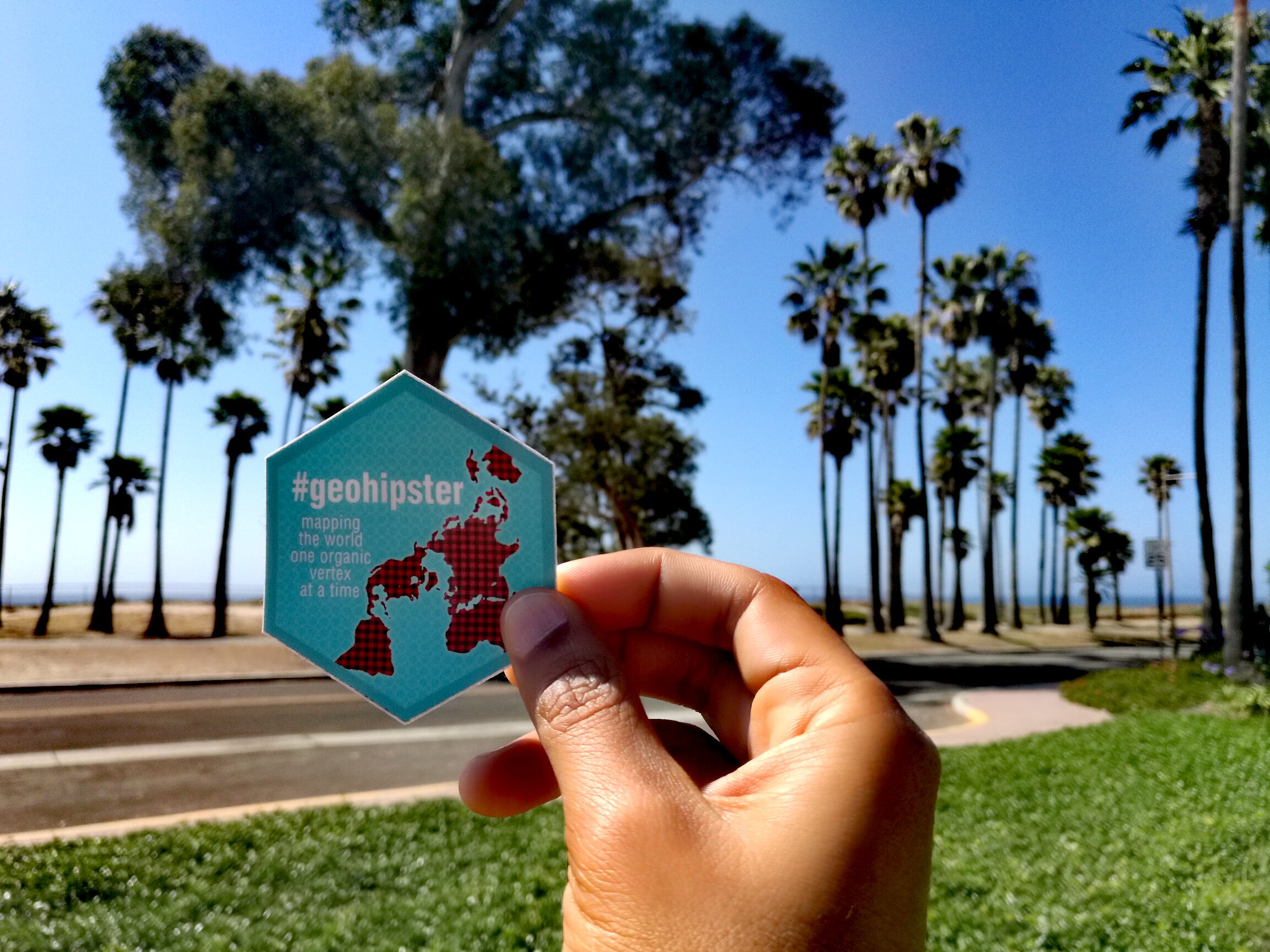 A picture of the GeoHipster sticker in Southern California